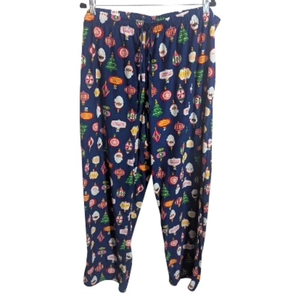 North Pole Trading Co. Women's Pajama Pants XXL Festive  Ornament Blue W-475 NEW